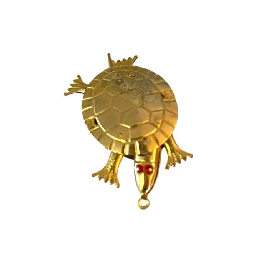 Vintage Gold Articulated Sea Turtle Pendant Charm